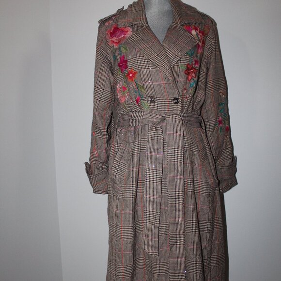 NWT Johnny Was Biya JWLA 3J Workshop Trench Coat Jacket Embroidered Nylah M $645 - Picture 4 of 11